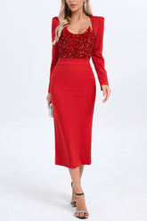 Melissa Long Sleeve Sequin Midi Dress | Dress In Beauty